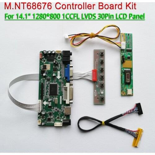 For CLAA141WB02 CLAA141WB03 CLAA141WB05A VGA+DVI 14.1" 1CCFL Inverter 1280*800 LVDS 30Pin M.NT68676 LCD controller card kit