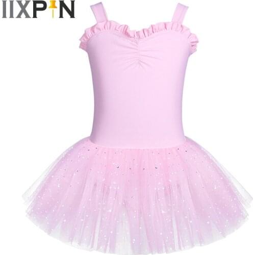 IIXPIN Kids Girls Ballet Tutu Dress Ruffled Gymnastics Leotard Ballet Dancer Dress Tulle Performance Costume Ballet Dress Girls