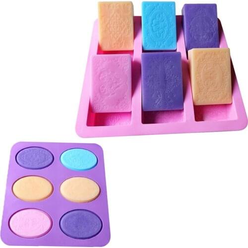 Cake Decorating Tools Oval Rectangular Shape Silicone 6 Cavities Soap Mold Soap Making Multifunction DIY Handmade Craft