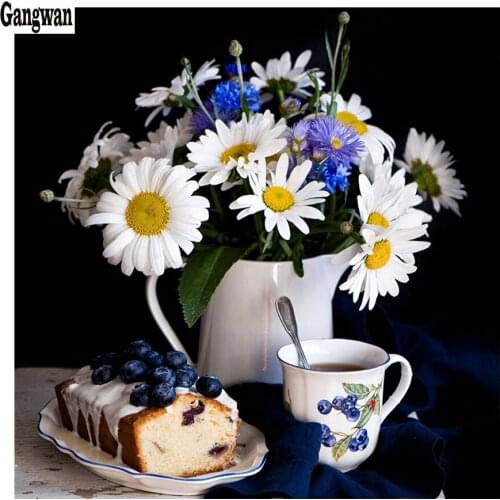 White daisy flower diamond paintng 5d square round drill full embroidery Still life 3d picture chrysanthemum mosaic pattern diy