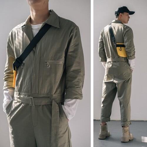 Spring Fall Autumn Fashion Mens Long Sleeve Casual Jumpsuit Cargo Overalls One-Piece Rompers Men Streetwear Harajuku Clothes
