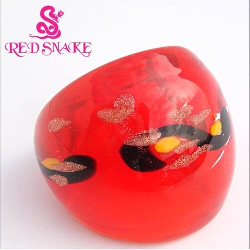 RED SNAKE Fashion Ring Pure Handmade red with S Symbol design Murano Glass Rings