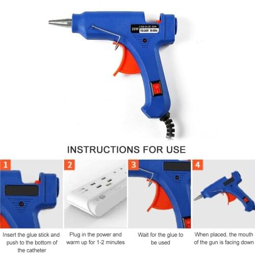 Mini Hot Melt Glue Gun Removable Anti-hot Cover Glue Gun Kit with Flexible Trigger for DIY Small Craft Projects & Sealing 20W