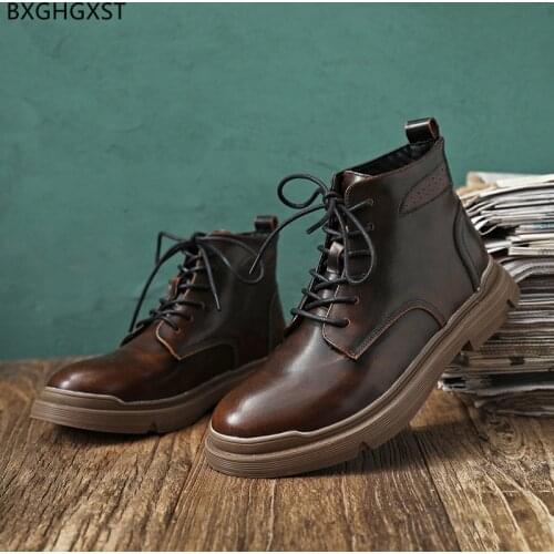 Martin Boots for Man 2021 Leather Casual Shoes Man Ankle Boots for Men Male Motorcycle Boots Men Luxury Designer Shoes Chaussure