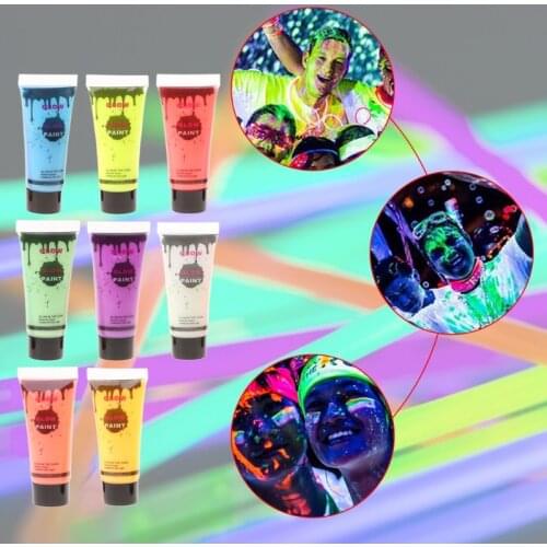 7Pcs 25ml UV Glow Blacklight Luminous Face Body Paint Neon Fluorescent Pigment 4X7E