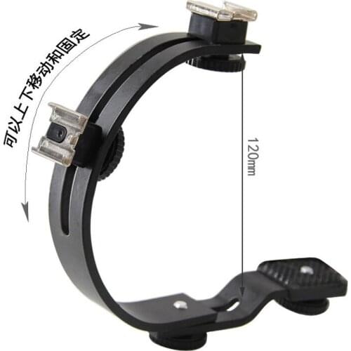 2020 NEW Adjustable Photography C Shape Camera Flash Bracket Two Hotshoe Mounts Flash Holder 1/4 Tripod Head Holders