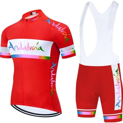 2021 New PRO Team ANDALUCIA Cycling Jersey Sets Bicycle Short Sleeve Cycling Clothing Bike Maillot Cycling Jersey Bib shorts