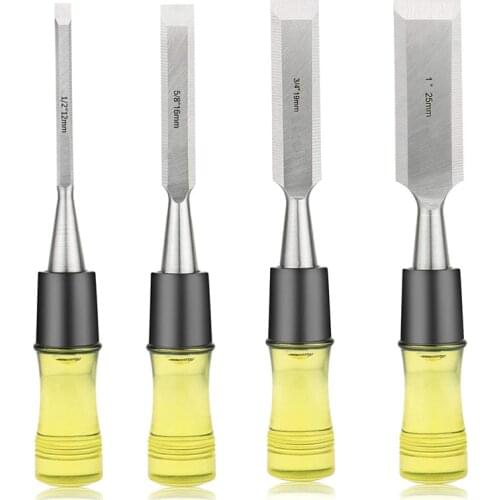 New 4PCS/Set Wood Carving Chisel Flat Carving Knife 1/2"5/8"/3/4"/1" For Carpenter DIY Woodworking Tools