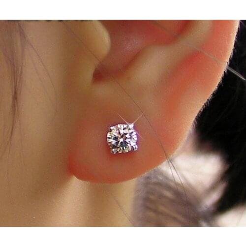 Solid 14K White Gold AU585 Earrings Moissanite Wedding Earrings Stud Women D Color VVS1 Certified Diamond Earrings