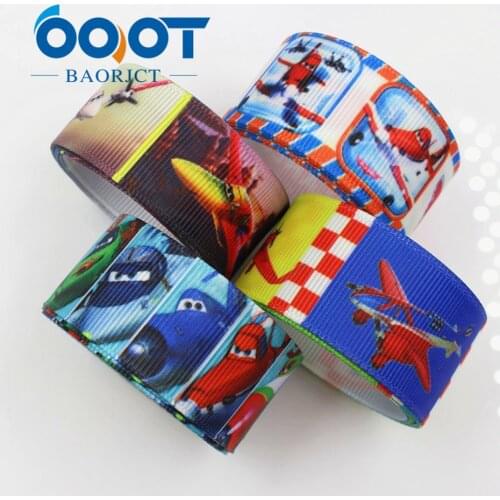 OOOT BAORJCT 175611 , 25MM cartoon airplane Printed grosgrain ribbon, DIY handmade Hair accessories Material wedding gift wrap