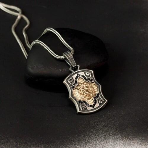 Special Design Vintage Dimming Male 925 K Silver Lion Necklace