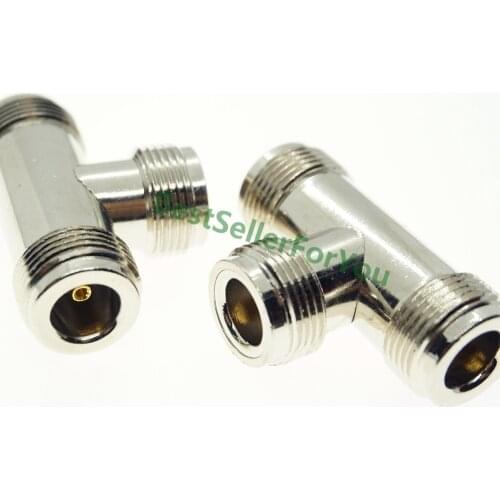 N female to 2 Two double N Jack Female 3 Way T Type Connector RF adapter