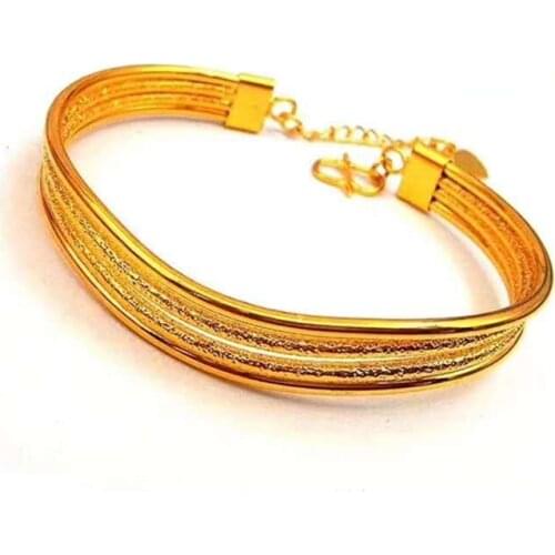 Drop Shopping Gold Filled bangles&bracelets for women Pure Gold Color Four-line Wave Cuff Bangle,wholesale jewelry accessories