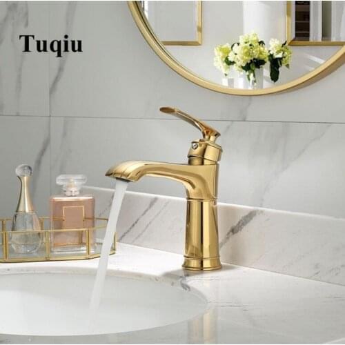 Basin Faucets Gold Bathroom Faucet Single handle Basin Mixer Tap Bath gold Faucet Brass Sink Water Crane
