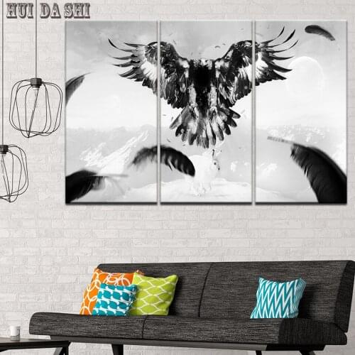 Modern Home Decor Wall Art Pictures 3 Pieces Animal Eagle Flapping Wings Flying Paintings HD Printed Modular Canvas Frame Poster