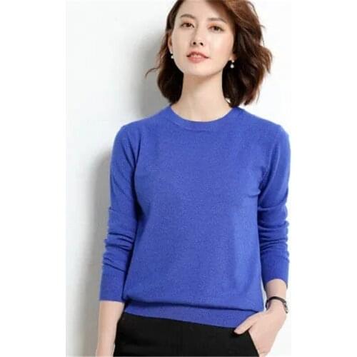 Spring Autumn New Sweater Knitted Top Elegant Women O-neck Solid Casual Loose Long Sleeve Pullover Korean Bottoming Clothes