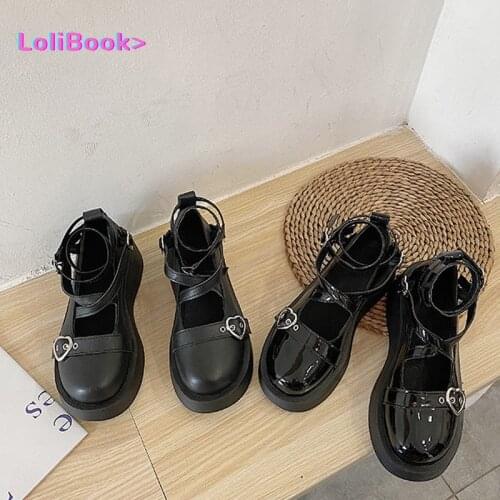 Platform Round Head Thick Heel Cross Bandage Women Shoes Women Shoes Loli Sweet Lolita Shoes Kawaii Cosplay Mary Jane Shoes 2021