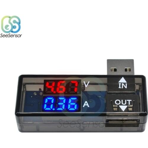 USB LED Digital Voltmeter Ammeter Car USB Tester Charger Current Voltage Detector Red Blue Dual Display DC 12V 3A