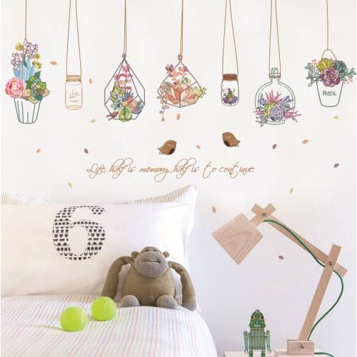 Living room home decoration wall stickers Hanging Basket bedroom Creative Removable Self-Adhesive Romantic PVC DIY Poster