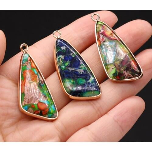 Vintage Imperial Stone Pendants Reiki Heal Triangle Charms for Fashion Jewelry Making Women Necklace Earrings Gifts