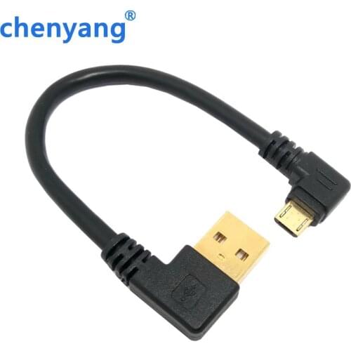 High quality gold plated plug 15cm short 90 degree Left angle USB A male to Micro USB Male Right angle data power cable