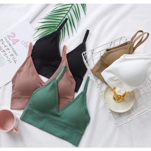 M-XL Seamless Bras For Women Crop Top Sexy Lingerie Solid Color U-shaped Top Underwear Female Brassiere Padded Wireless Bra