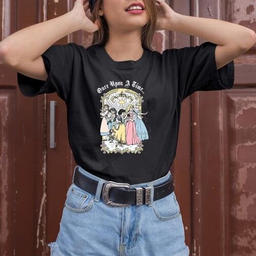 Disney Women T-shirts Kawaii Dropship Princesses Cartoon Pattern Fashion Color T Shirts Female Outdoor Summer New Products Trend