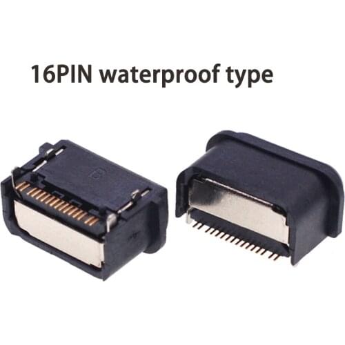 1-3pc 16 PIN Plus Protective Cover Waterproof Type C SMT Socket Connector USB 3.1Female For Samsung PCB Design DIY High Current