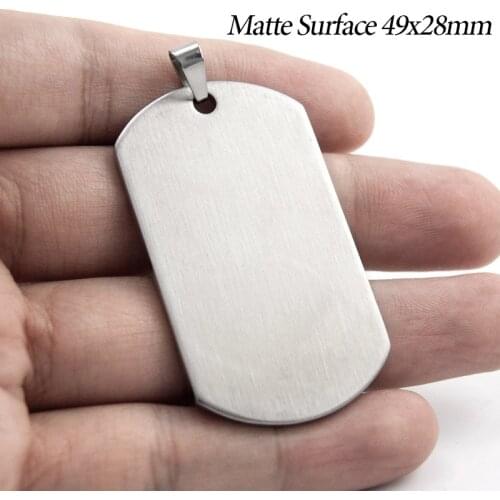 49x28mm 100% Stainless Steel Dogtags Pendant For Identifier Metal Military Plates Blank Army Charm Matte Brushed Surface 10pcs
