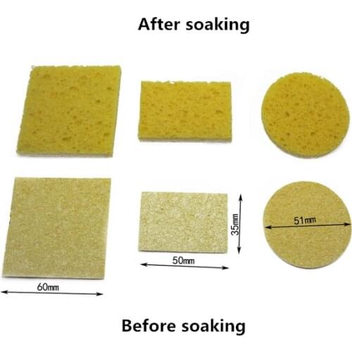 100Pcs Square Round shape 6x6cm High Temperature Resistant Sponge Electric Iron Tip Cleaning Sponge Rectangular Cleaning sponge