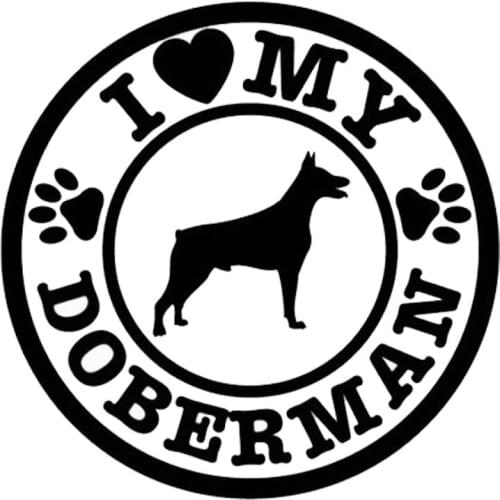 14.3cm*14cm Personalized I Love My Doberman Dog Paws Cute Fashion Car Stickers Laptop Suitcase Helmet Skateboard Sticker