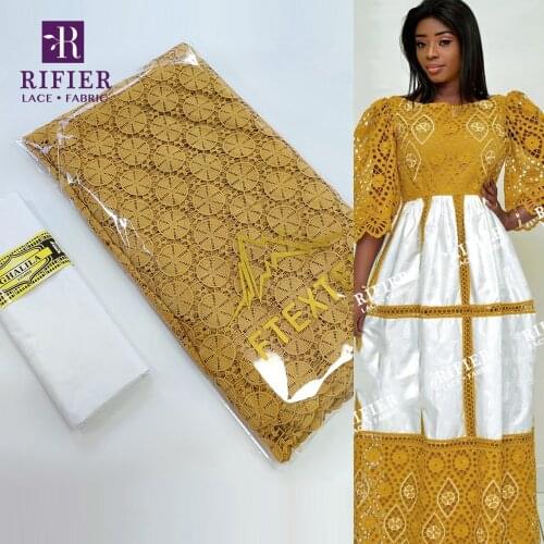 2.5 +2.5 Yards 2021 Top Quality Bazin Riche Gextczer And Guipure Swiss Lace For French Women Party Dresses Bazin Riche Laces