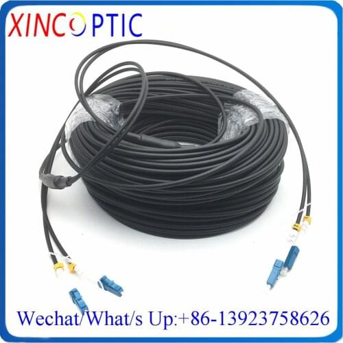 2Cores 20M SM G657A1,4.0mm LSZH/TPU Black Cable,2C LC/UPC(2Fiber)-LC/SC/ST/FCPC Single Mode Armored Fiber Optic Patch Cord Cable