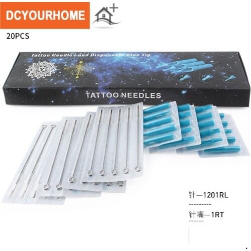 20 sets of tattoo mixing needle+blue needle mouth Mixed tattoo needle tip set 7RL+7RT 9RL+9RT 11RL+11RT 13RL+13RT
