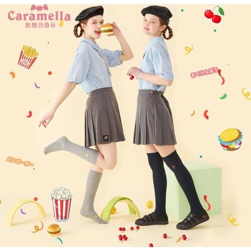 2021 Caramella Knee-High Embroidery Calf Socks High Tube Cartoon Pattern College Style Socks Women Over-Knee Cotton Socks