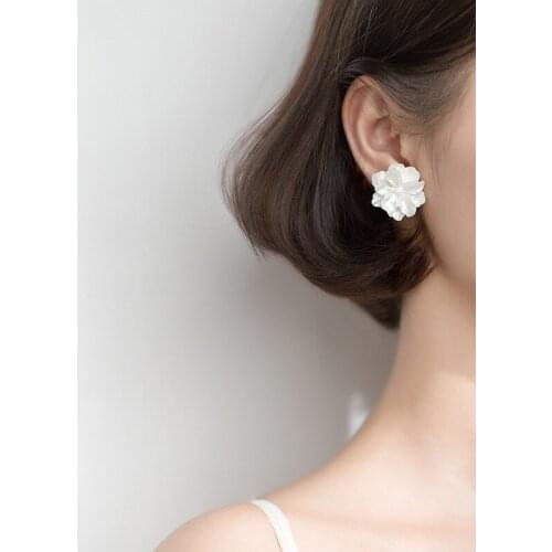 25mm 100% Real. 925 Sterling Silver Fine Jewelry wHTE Daisy Flower big Stud Earrings gtle2933