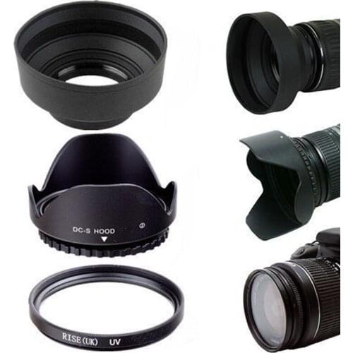 58MM Reversible Lens Hoods & UV Filter Lens Protector Kit for Canon Rebel T6i T6 T5i T5 SL1