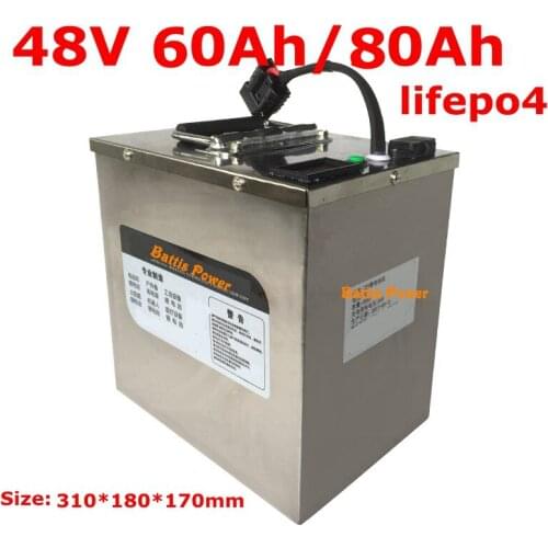48V 60Ah Lifepo4 48v 80AH lifepo4 battery BMS for 3000w Scooter bike golf cart solar energy storage RV +10A charger