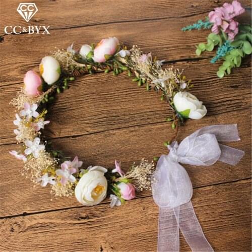 CC Flower Crowns Tiaras Hairbands Romantic Headdress Wedding Hair Accessories For Bridal Beach Jewelry 100% Handmade Gifts mq008