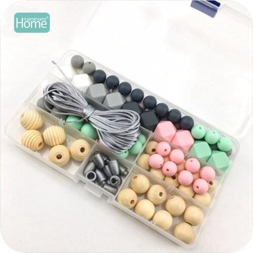 MamimamiHome Baby Toys Teething Accessories Silicone Beads Wooden Beads Teething Jewelry Toys For Children Drawing Toy