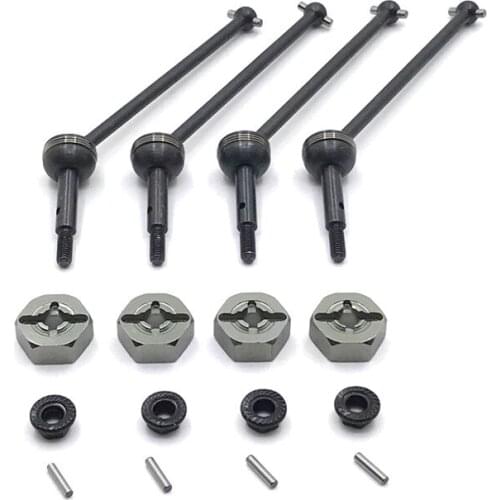 Metal Drive Shaft and 12mm Wheel Hub Hex Combiner Nut for Wltoys 144001 124019 124018 RC Car Upgrade Parts