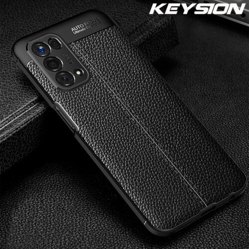 KEYSION Shockproof Case For OPPO A74 5G A95 A55 A54 A94 4G leather texture soft silicone Phone back cover for OPPO F19 Pro+ Plus