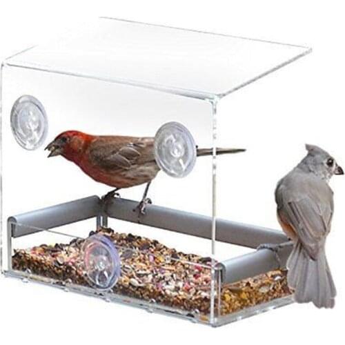 Window Bird Feeders CLEAR GLASS WINDOW VIEWING BIRD FEEDER HOTEL TABLE SEED PEANUT HANGING SUCTION