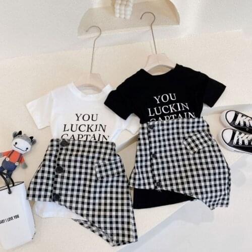 Girl Suits Summer Clothes Baby Girl Print Short Sleeve Mide Length T-shirt + Short Skirt Two Piece Suit Kids Clothing Set