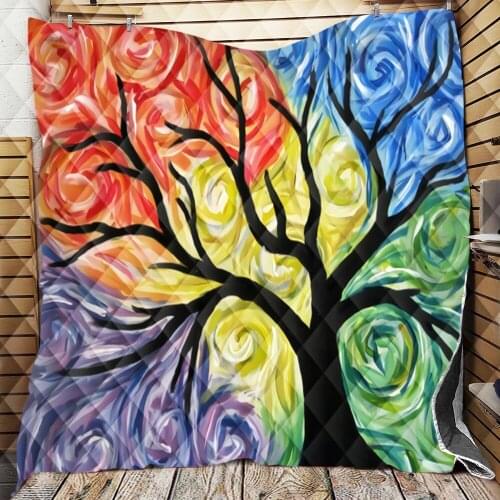 Colorful Quilt Tree Patterns Quilt Blanket