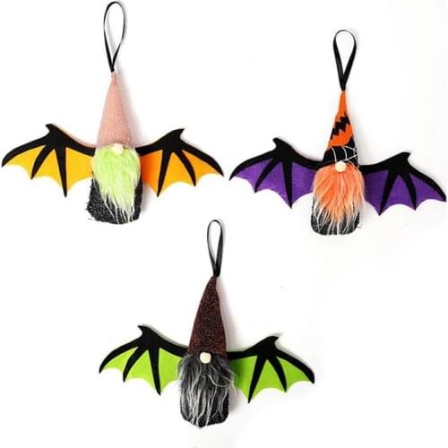 Halloween Bat Faceless Doll Pendant Halloween Props Bat Plush Dwarf Doll for Parties Shopping Malls Hotels Decorate