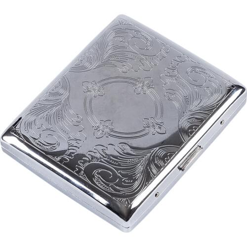 2pcs/lot Cigarette Case for 20 pcs Popular Size (84mm) Classic Silver portable Cigarette Holder Box c9251