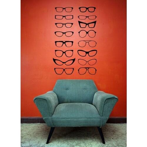 Lots Of Glasses Wall Stickers For Living Room Bedroom Decoration Optical Shop Wall Poster Murals Vinyl Stickers Decor Art S709