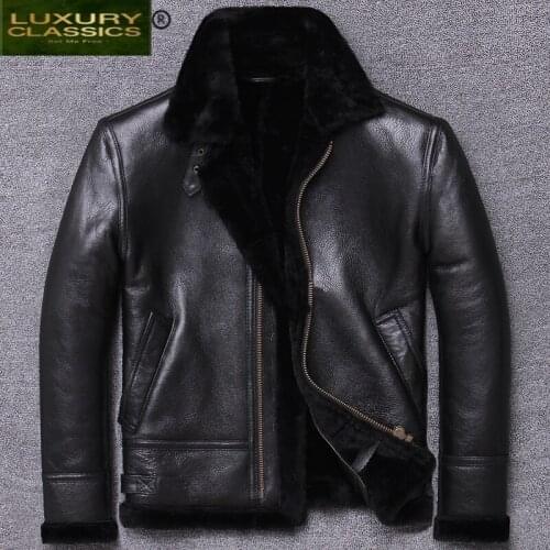 Natural Shearling Jacket 100% Men Clothes 2021 Streetwear Real Fur Coat Man Moto Biker Slim Genuine Leather Jackets U802