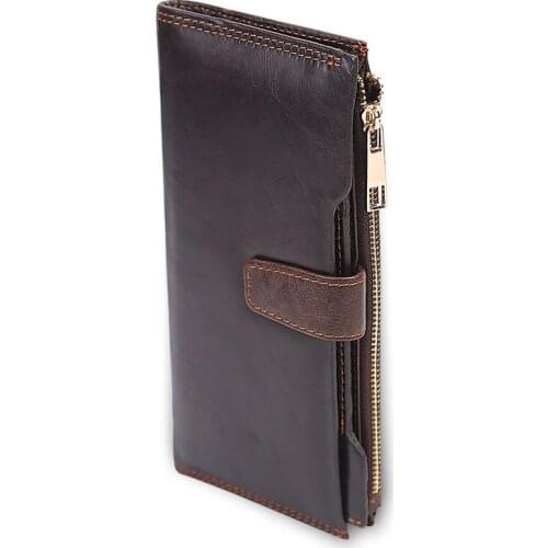 Men Wallets Genuine Leather Long Cellphone Clutch Long Bag Business Male Wallet Fashion Purse Card Holder Long Purse Wallet RFID
